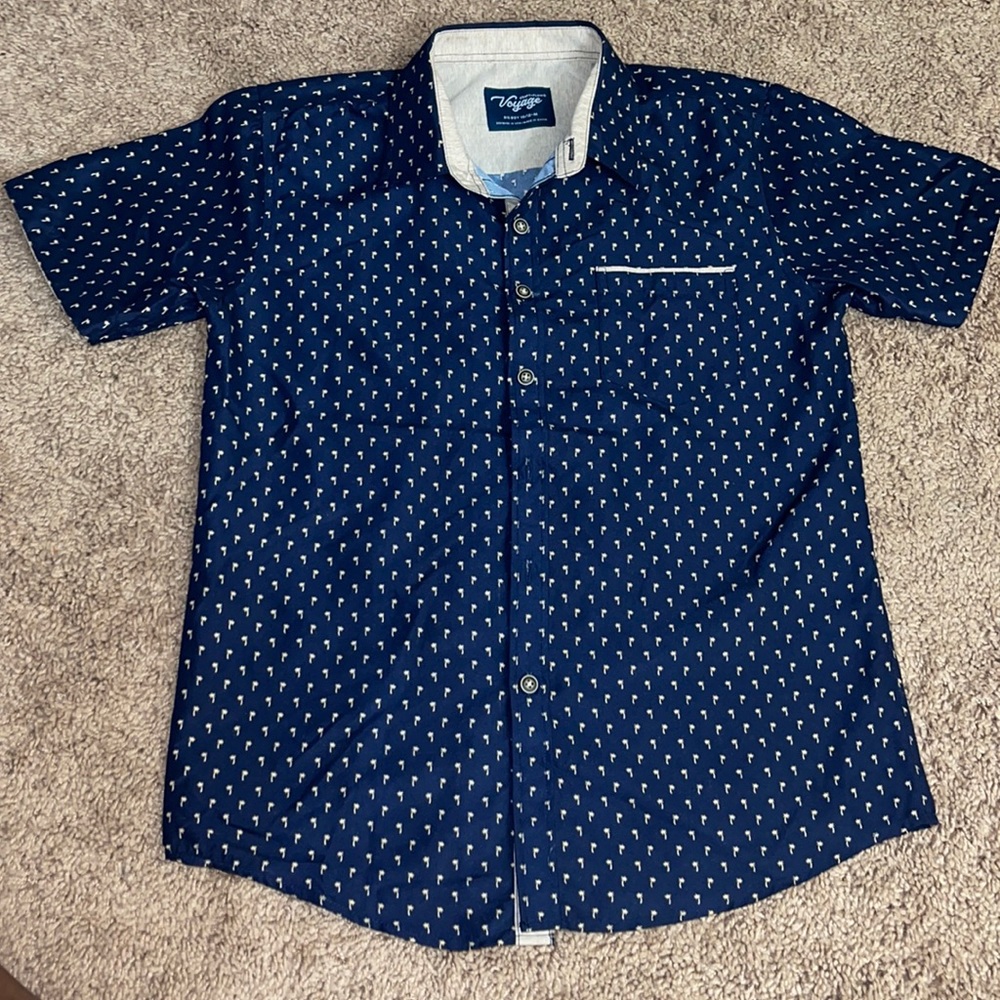 Dark blue big boys button up collar shirt